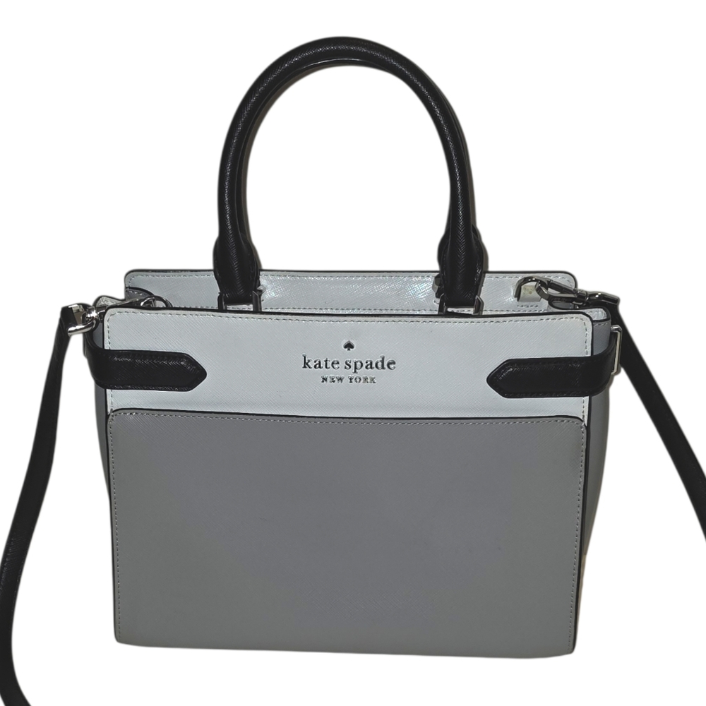Kate Spade New York Staci Colorblock Medium Satchel Bag - Gray, Black, White - Picture 2 of 8